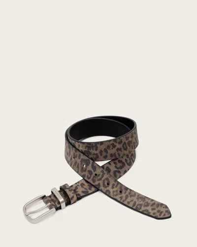 Allsaints Owen Suede Belt In Brown