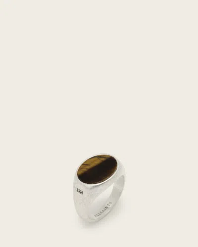 Allsaints Owen Tiger Eye Sterling Silver Ring In Pink