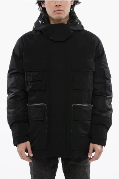 Allsaints Orbit Hooded Puffer Jacket In Schwarz