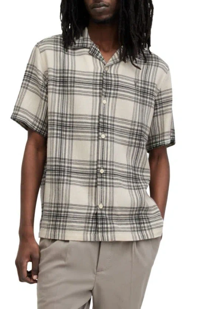 Allsaints Padres Plaid Camp Shirt In Lace White