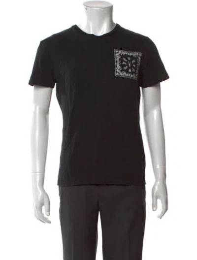 Pre-owned Allsaints Paisley Print Crew Neck T-shirt In Black