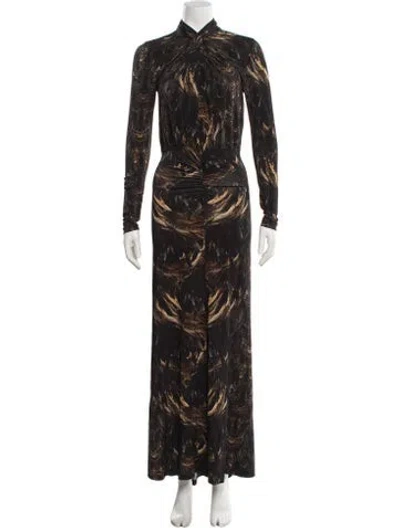 Pre-owned Allsaints Paisley Print Long Dress In Black