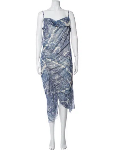 Pre-owned Allsaints Paisley Print Long Dress In Blue