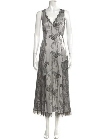 Pre-owned Allsaints Paisley Print Long Dress In Neutral