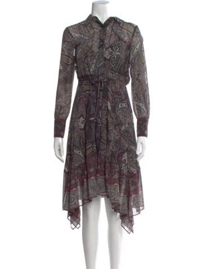 Pre-owned Allsaints Paisley Print Midi Length Dress W/ Tags In Purple