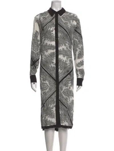 Pre-owned Allsaints Paisley Print Midi Length Dress W/ Tags In White