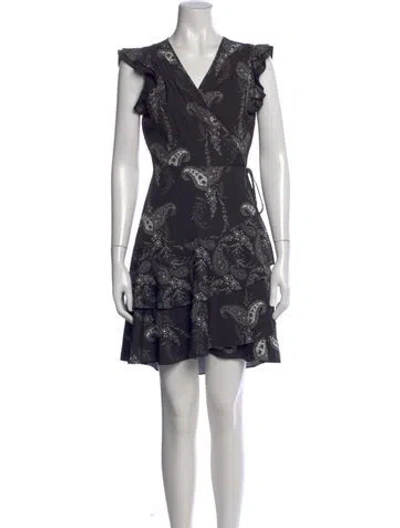 Pre-owned Allsaints Paisley Print Mini Dress In Black