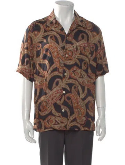 Pre-owned Allsaints Paisley Print Short Sleeve Shirt In Brown