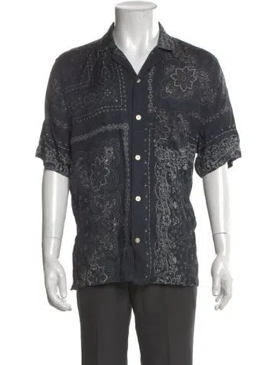 Pre-owned Allsaints Paisley Print Short Sleeve Shirt In Gray