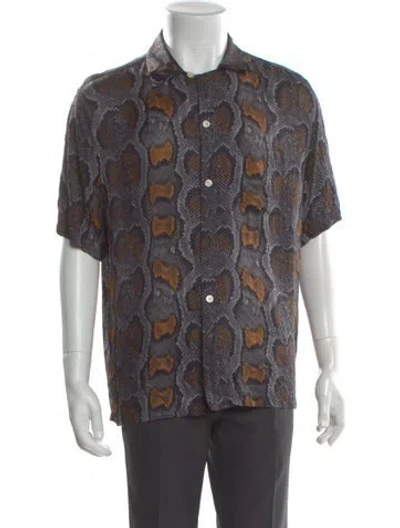 Pre-owned Allsaints Paisley Print Short Sleeve Shirt In Gray