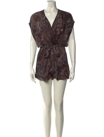 Pre-owned Allsaints Paisley Print V-neck Romper In Multi