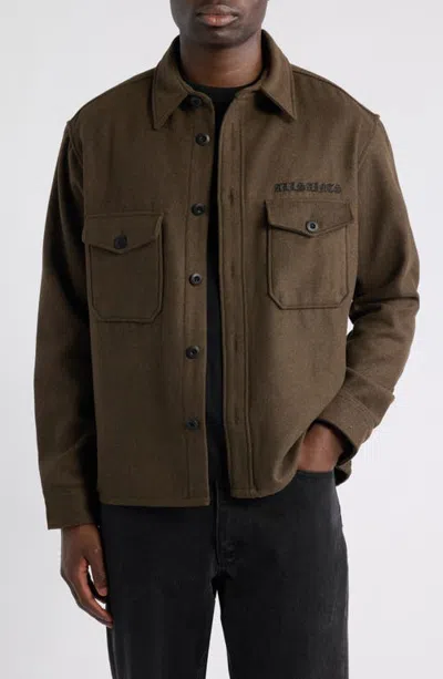 Allsaints Palermo Wool Blend Shirt Jacket In Khaki