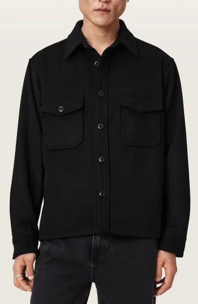 Allsaints Palermo Wool Blend Shirt Jacket In Orca Black