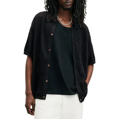 Allsaints Palma Short Sleeve Cardigan In Black