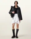 Allsaints Palmer Asymmetric Mini Skirt In Chalk White