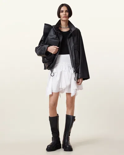 Allsaints Palmer Asymmetric Mini Skirt In Chalk White