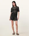 Shop Allsaints Paloma Open-knit Shorts, In Charcoal Grey