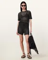 Allsaints Paloma Open-knit T-shirt In Charcoal Grey