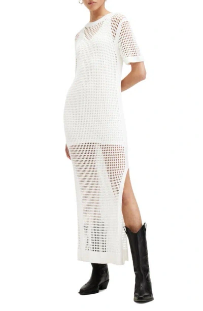 Allsaints Paloma Open Stitch Dress In Chalk White