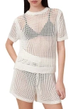 Allsaints Paloma Open Stitch Short Sleeve Sweater In Chalk White