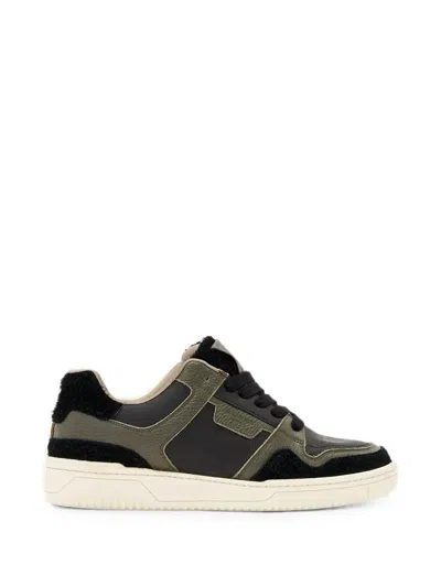 Allsaints Panelled Leather Low Top Sneakers In Black