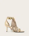 Allsaints Paola Metalic Leather Sandals In Gold