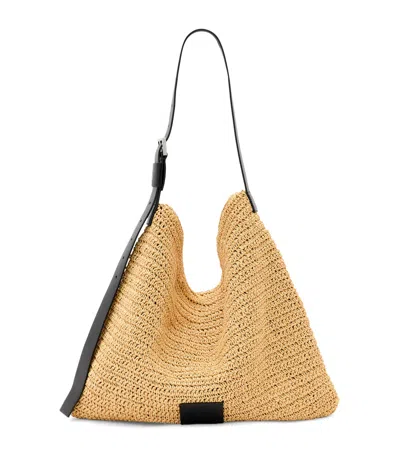 Allsaints Asha Woven Straw Hobo Shoulder Bag In Natural