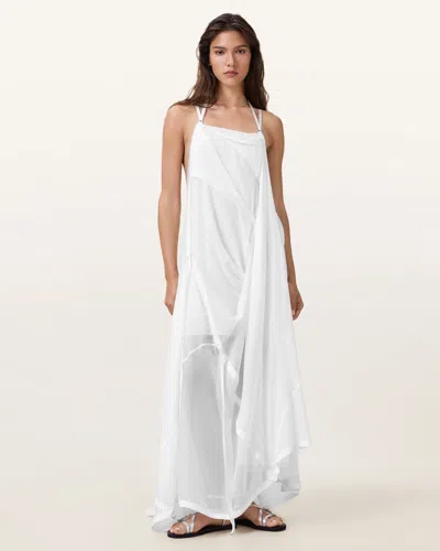 Allsaints Parachute Silk Dress In White