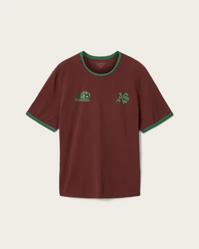Allsaints Partida Short Sleeve Crew Neck T-shirt In Burgundy