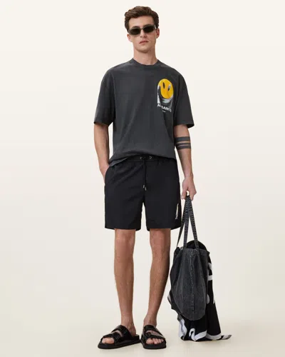 Allsaints Party Wave Swim Shorts In Jet Black