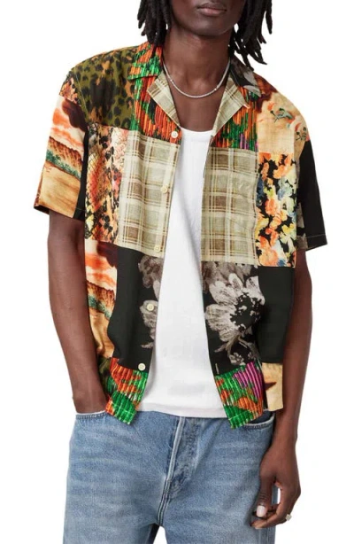 Allsaints Patches Camp Shirt In Cadet Black