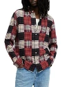 Allsaints Patchi Patchwork Checked Relaxed Shirt In Sangria Red
