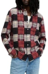 Allsaints Patchi Patchwork Checked Relaxed Shirt In Sangria Red