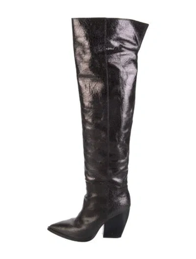 Pre-owned Allsaints Patent Leather Boots In Black