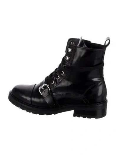 Pre-owned Allsaints Patent Leather Combat Boots In Black