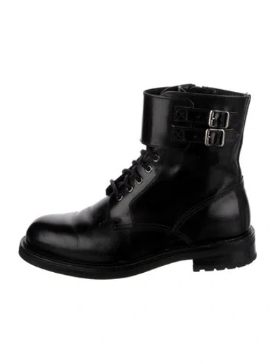 Pre-owned Allsaints Patent Leather Combat Boots In Black
