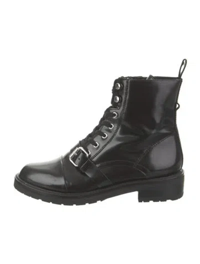 Pre-owned Allsaints Patent Leather Combat Boots In Black