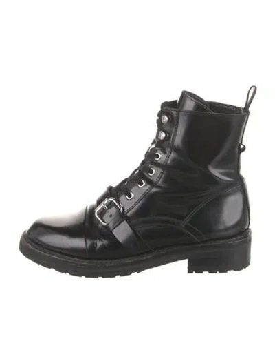 Pre-owned Allsaints Patent Leather Combat Boots In Black