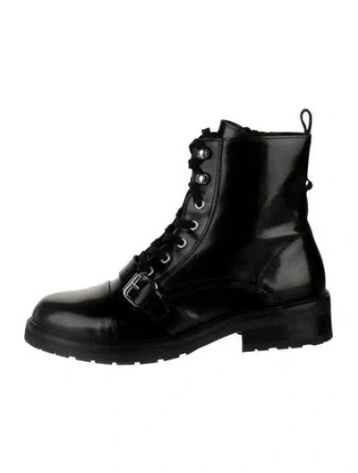 Pre-owned Allsaints Patent Leather Combat Boots In Black