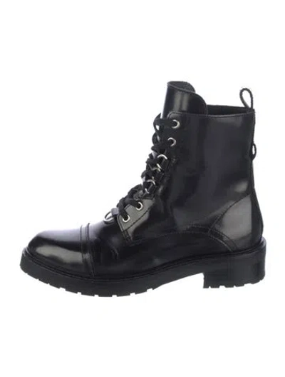 Pre-owned Allsaints Patent Leather Combat Boots In Black