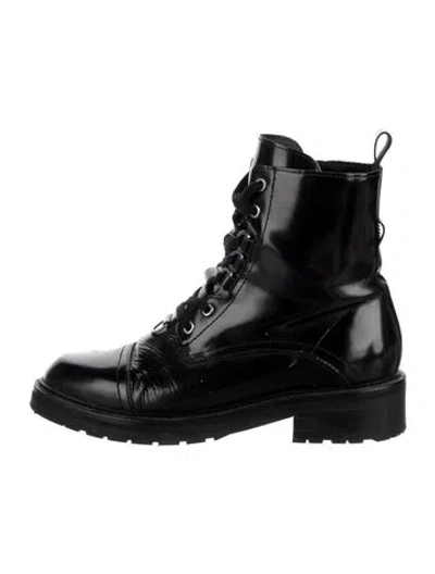 Pre-owned Allsaints Patent Leather Combat Boots In Black