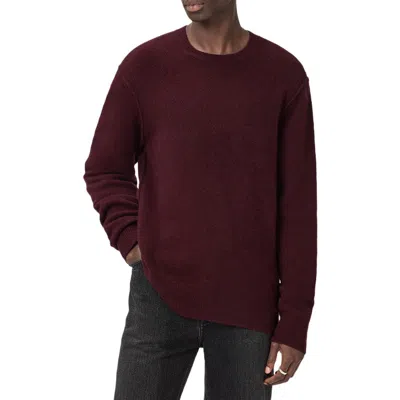 Allsaints Patern Crewneck Sweater In Burgundy