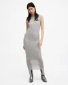 Allsaints Patrice 2-in-1 Ribbed Midi Dress In Silver