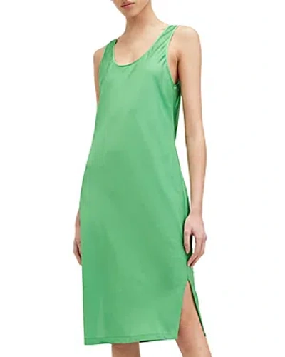 Allsaints Patrice Ribbed Mock Neck Midi Dress In Green