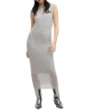 Allsaints Patrice 2-in-1 Ribbed Midi Dress In Silver