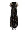 Allsaints Womens Kateri Black Lea Floral-print Short-sleeve Woven Midi Dress In Black