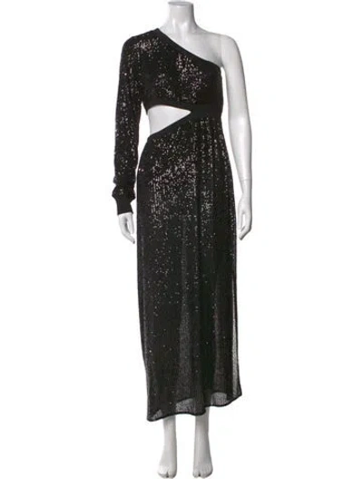 Pre-owned Allsaints Patterned Long Dress W/ Tags In Black