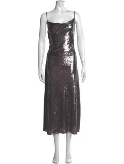 Pre-owned Allsaints Patterned Midi Length Dress In Silver