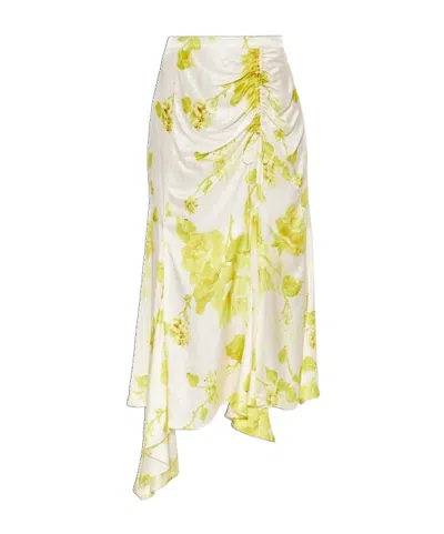 Allsaints Kathy Satin Floral Midi Skirt In Multi