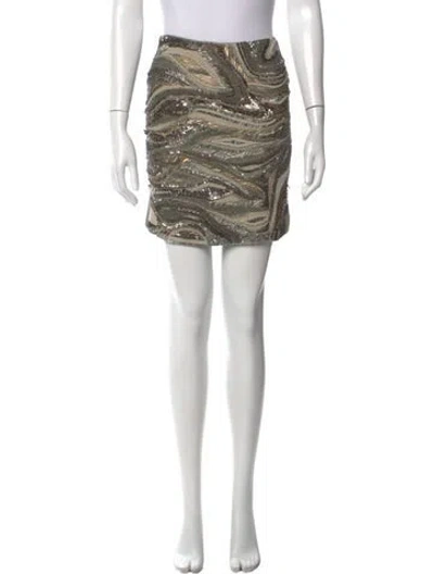 Pre-owned Allsaints Patterned Mini Skirt In Green
